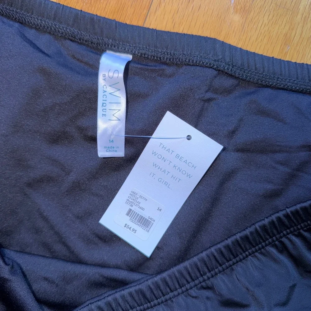 New Cacique Swim Black Swim Skirt with Built-in Brief Size 14 Minimalist Classic